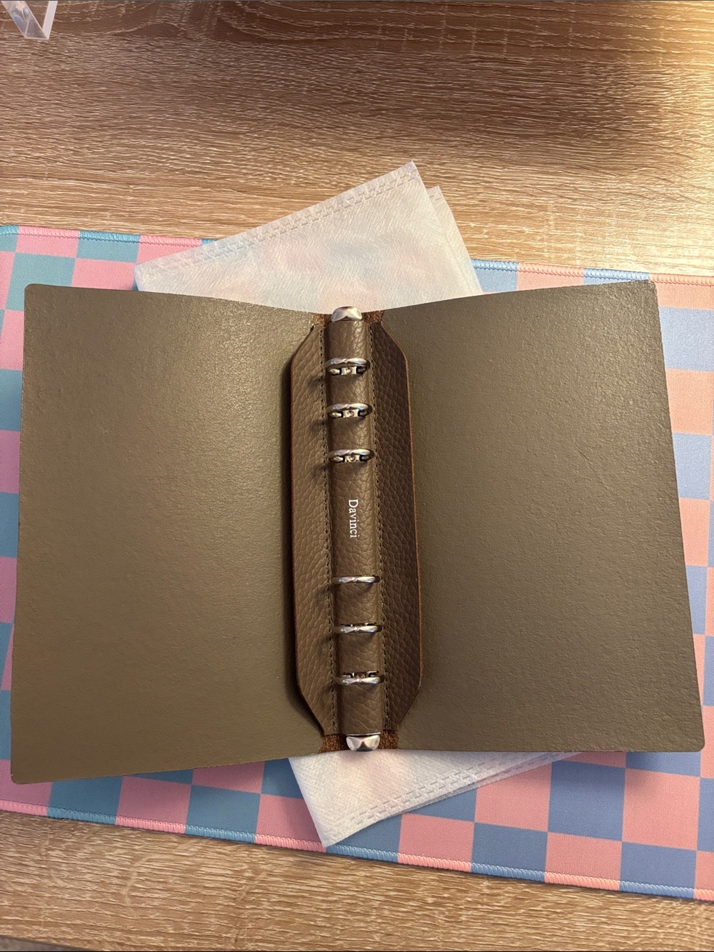 Davinci Personal Rings Bible Sz Dolcemente Organizer Planner Taupe Leather - Picture 5 of 16
